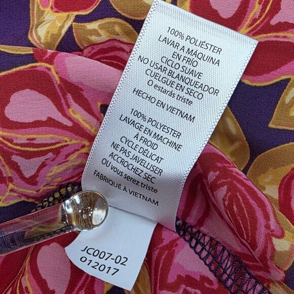 LuLaRoe LLR Pink Rose, Gold Leaf & Dark Purple Lindsay Women's Kimono Size Large - Picture 9 of 10